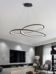Plafondlampen woonkamer kroonluchter eenvoudige en creatieve ringlamp moderne balktafel Noordse licht luxe hal