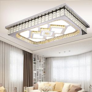 Plafondlampen woonkamer lamp eenvoudige moderne LED afstandsbediening rechthoekig kristal atmosferisch hoogwaardige huishouden