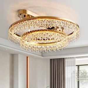 Plafonniers salon LED moderne LED DIMMable Gold Metal Luxury K9 Crystaux LAMPE ÉCLAIR