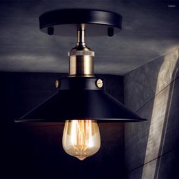 Plafondverlichting Loft Vintage Lampen E27 Zwart Metalen Schaduw Lamp Licht Persoonlijkheid Eenvoudig Landelijk Balkon Verlichting CL04