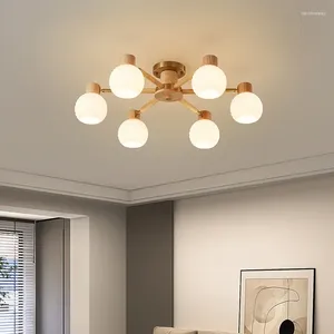 Plafondlampen log restaurant kroonluchter modern licht luxe melk wit glaslampen Japanse woonkamer slaapkamer decoratief