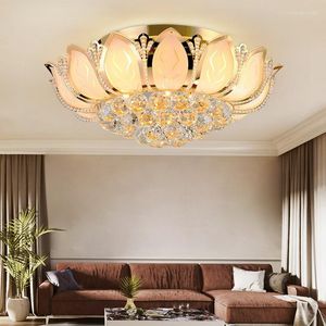 Plafondverlichting lotus bloem modern licht met glazen lampenkap goudlamp voor woonkamer slaapkamer lamparas de techo abajur