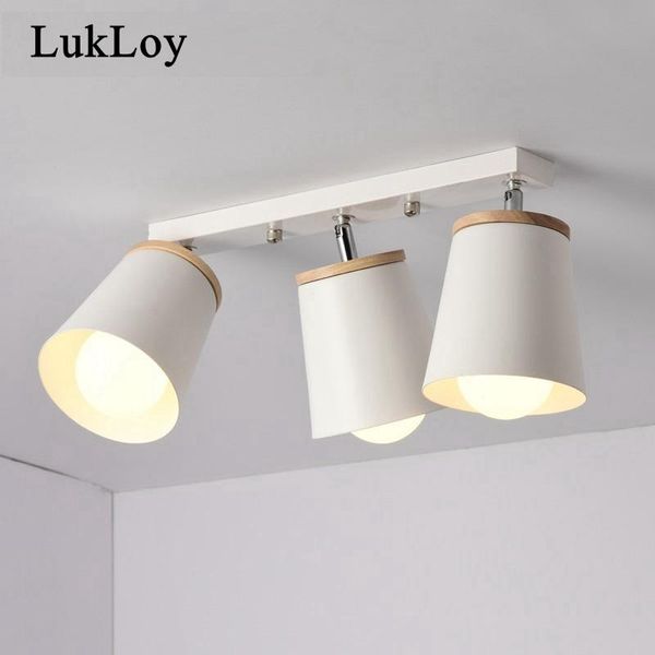 Plafonniers LukLoy Moderne Blanc Pour Couloir Réglable En Métal Lampe Intérieur Bois Luminaires Lamparas De Techo