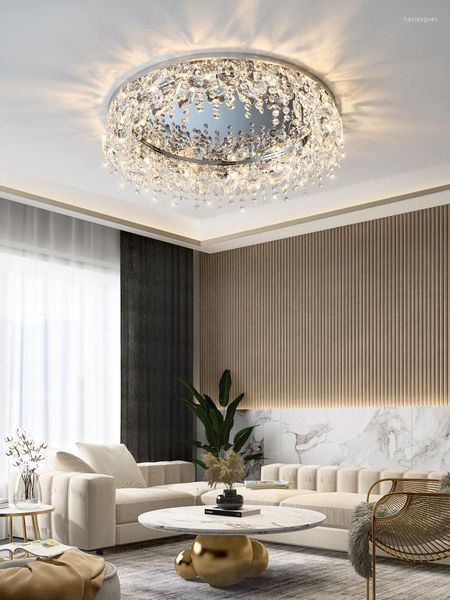 Plafonniers De Luxe Lampe En Cristal Pour Chambre Salon Maison Moderne Chrome Encastré LED Lustre Luminaire 2022 Tendance