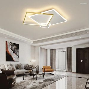 Plafonniers de luxe moderne LED lustres chambre lumière télécommande dimmable lustre salon salon décor 3 lampe carrée