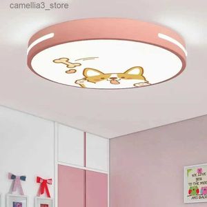 Plafondlampen Macaron LED-plafondlampen Moderne jongens meisjes slaapkamerlampen Leuke hond Kat Dinosaurus Cartoon Lamp voor kinderkamer binnen Decora Q231120