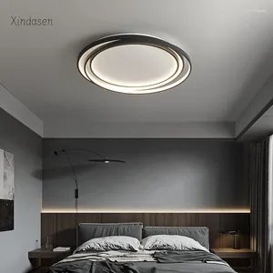 Plafonniers Master Bedroom Light moderne minimaliste ultra mince salon lampe ronde conception de lustres nordiques noirs à distance