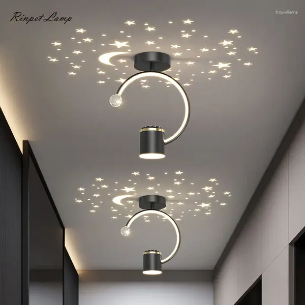 Luces de techo modernas para pasillo, tienda, lámparas de pasillo, redondas, nórdicas, minimalistas, decorativas para interiores, accesorios de sala de cristal con efecto estrella