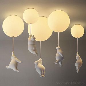 Plafondverlichting Moderne Ballon Bear Cartoon Lampen Kinderkamers Slaapkamer Lamp Woonkamer Home Decor Hanging Light-armaturen