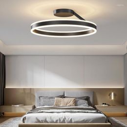 Plafondverlichting Moderne Slaapkamer Led Lamp Zwart Wit Eenvoudige Ring Oppervlak Dimbaar Voor Woonkamer Eetkamer