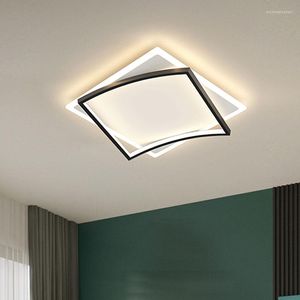 Plafondlampen moderne slaapkamer led lamp Noordelijke goud zwart vierkante verlichting voor levende eetkamerstudie Home Decor Indoor Smart