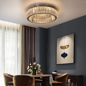 Plafonniers modernes gros cristallin LED Cercle de lumière lustre lustre à chambre intérieure Assiettes Dimmables salon El décor