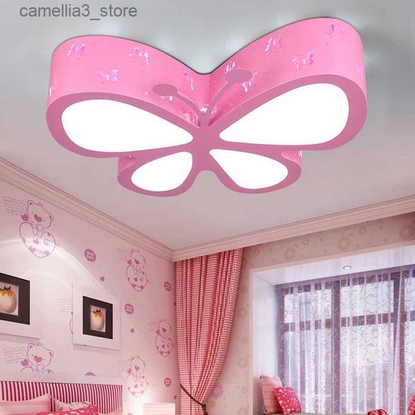 Plafonniers Moderne bref enfants chambre coloré papillon creux fer LED plafonnier maison déco salle à manger acrylique plafonnier Q231120