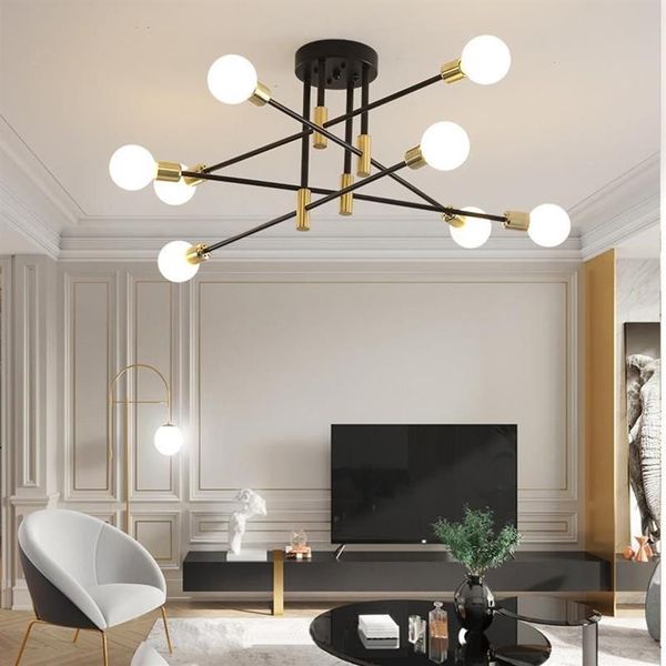 Plafonniers lustre moderne lampe à LED pour salon salle à manger chambre cuisine noir or lumière nordique décor à la maison luminaire 224o