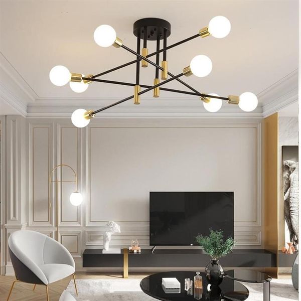Louleurs de plafond lampe à LED de lustre moderne pour la salle à manger vivante chambre à coucher de chambre à coucher en or noir clair nordique décoration de décoration 295g
