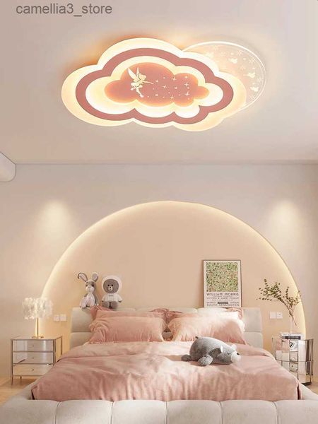 Luces de techo La lámpara de techo LED de la nube de los niños modernos se utiliza para el comedor Dormitorio Vestíbulo Rosa Azul Regulable Control remoto Decoración del hogar Q231120