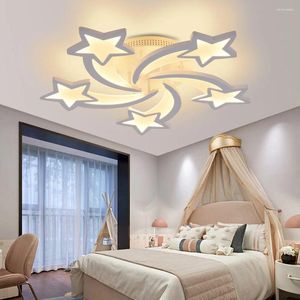 Plafonniers modernes pour chambre d'enfant, Design étoile, lustre LED avec télécommande, lampe à gradation, éclairage de chambre à coucher, 50W