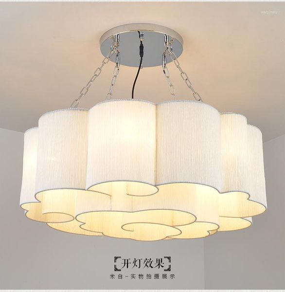 Luces de techo moderna lámpara china sala de estar lobby redondea de nube simple tela de dormitorio simple creative
