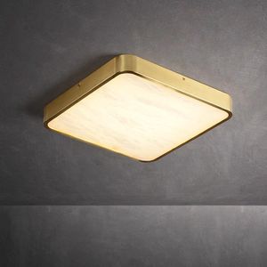 Plafondlampen moderne Chinese marmeren lamp koper woonkamer eetkamer slaapkamer ingang minimalistisch licht luxe vierkant