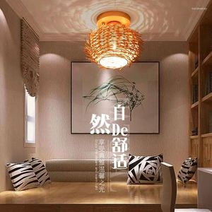 Plafondlampen moderne Chinese stijl handgemaakte bamboe lamp rattan rieten glanzende handgeweven bird's nest thuis slaapkamer kunst