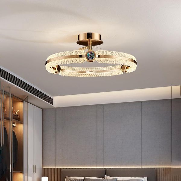 Luces de techo Modern Clear Glass Gold Metal para salón Comedor Dormitorio Lámpara colgante Adorno colorido