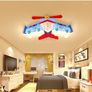 Plafonniers modernes créatifs dessin animé avion garçons chambre E27 lampes LED maternelle enfant lumière