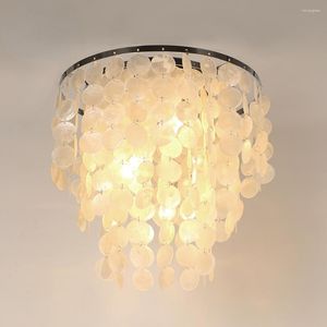 Plafonniers Moderne DIY Chrome Cercle E27 3 Ampoules Lampe Naturel Blanc Couleur Coquillage Pour Cuisine Salon Chambre