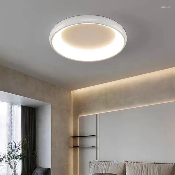 Luces de techo Lámpara elegante moderna LED redonda con control remoto Atenuación Dormitorio Habitación La luz tridimensional no deslumbra