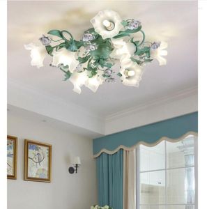 Plafondlampen moderne bloemen d87cm h29cm prinses slaapkamer lamp meisje trouwkamer armatuur gesuspendeerde lampen huizendecoratie