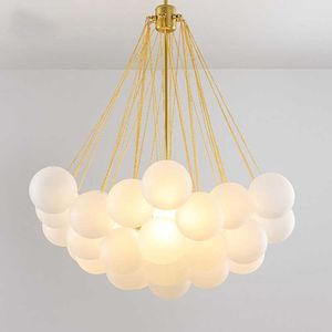 Plafondlampen moderne schuim LED kroonluchter glazen ballampenkap voor levende eetkamer slaapkamer hanger lamp home decor verlichting luster luminaire 0209