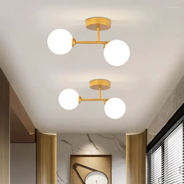 Plafonniers Moderne Verre Lumière Minimaliste Noir Or 1/2 Têtes Éclairage Intérieur Pour Couloir Allée Balcon Entrée Vestiaire Luminaires