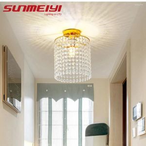 Plafonniers modernes cristal en or petit éclairage rond pour couloir couloir chambre coucher salon LED des luminaires intérieurs à la maison