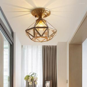 Plafondlampen modern goud licht voor gangpad trappen balkon glazen diamanten schaduw lamp huis indoor decor verlichting armaturen