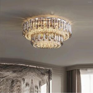 Plafondlampen Modern Grijs Kristal LED Luxe Voor Woonkamer Decor Ronde Lampen Binnenhuisverlichting