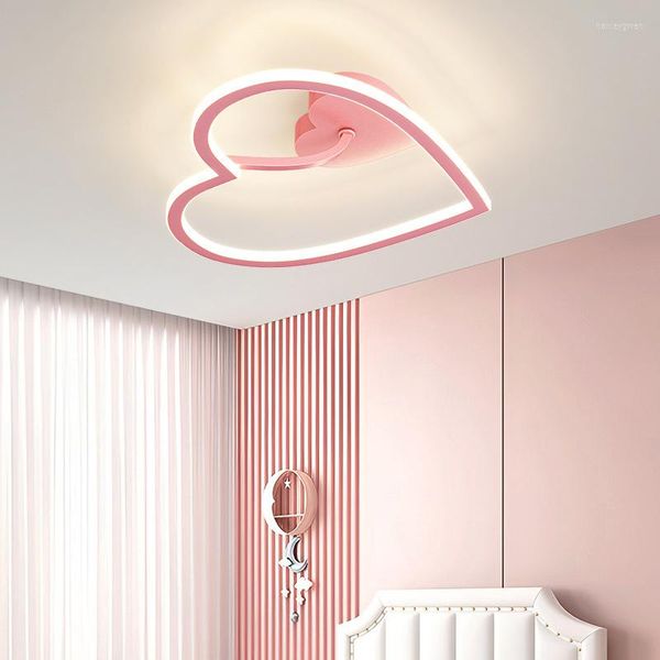 Luces de techo, lámpara moderna para dormitorio, mujer, princesa, forma de corazón, regulable, boda, habitación de niña, lámparas Led rosas para el hogar