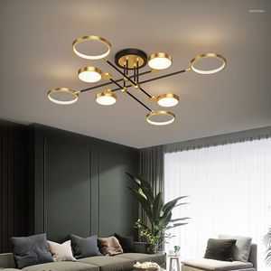 Plafonniers Lampe Moderne LED Lustre Éclairage Pour Salon Chambre Or Cadre En Aluminium Goutte Intérieur Luminaire