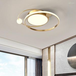 Plafondverlichting Moderne lampen Led-slaapkamer Eenvoudig ontwerp Afstandsbediening Goud Lampara De Techo Woonkamermeubels