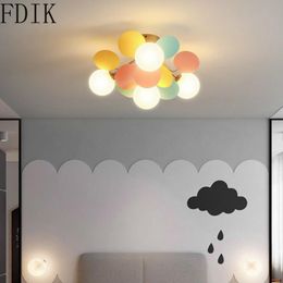 Plafonniers lampes modernes fleur multicolore pour chambre d'enfant lampe de salon LED luminaires d'intérieur