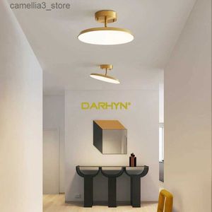 Plafonniers Plafonnier LED moderne pour salon salle à manger allée lampe rotatif couloir balcon rond cuivre lumière décoration de la maison luminaire Q231120