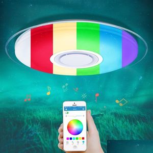 Plafondverlichting Moderne led-plafondverlichting Rgb dimbaar 25W 36W 52W App Afstandsbediening Bluetooth Muzieklicht Foyer Slaapkamer Slimme lamp282 Dh5Os