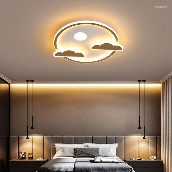 Plafonniers Lustre LED moderne en aluminium brossé avec luminaire de peinture en aérosol blanc pour salon chambre d'enfant lampes de chambre à coucher éclairage de gradation