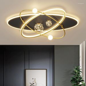 Plafonniers Lustre LED moderne pour salon chambre télécommande lampe noire étude lampes à billes en verre acrylique