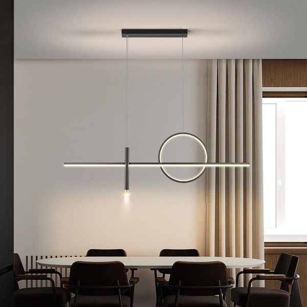 Luces de techo, candelabro LED moderno para comedor, cocina, Bar, oficina, colgante de tira larga minimalista, accesorio de iluminación Interior