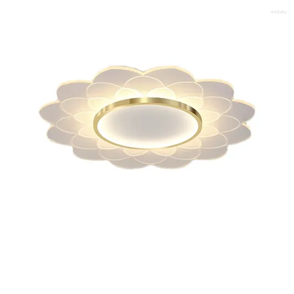 Plafonniers LED moderne lustre pour chambre à coucher enfants pépinière salon loft décoration de la maison or blanc fleur design éclairage