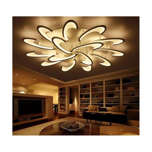 Plafonniers Lustre Led Moderne Pour Salon Chambre Salle À Manger Étude Blanc / Noir Ac85265V Lustres Luminaires Drop Delivery Li Dhohg