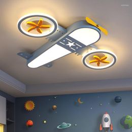 Luces de techo, candelabro LED moderno con Control remoto, sala de estar, dormitorio, apartamento familiar, luz, avión de dibujos animados, decoración del hogar para niños