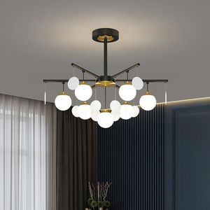 Plafonniers Modernes LED Lustres Pour Salon Chambre Hall Laiteux Blanc Boule De Verre Couverture Lampes Suspendues Luminaire À La Maison