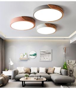 Plafondverlichting Modern LED Kleurrijk Rond Hout Metaal Deksel Keuken Woonkamer Slaapkamer Studie Gang El Home Armatuur