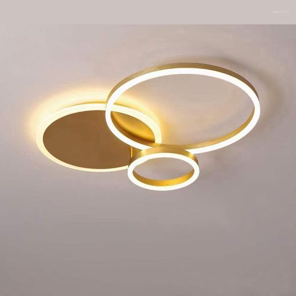 Plafonniers Moderne Led Encastré Lumière Anneau Circulaire Blanc Brun Or Près Du Luminaire Pour Salon Chambre Allée