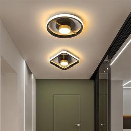 Plafondlampen Modern Led Voor Hal Entree Balkon Rond Zwart Goud Vorm Ijzer Verlichting Drop Plafonnier Luminaria272r